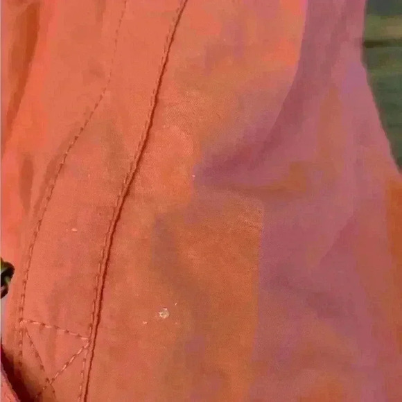 CAbi Cropped MOTO Zip JACKET Womens L Coat Peach Melon Coral Sheen Nylon LARGE - Picture 6 of 6